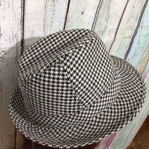 NEW Houndstooth Fedora Trilby Wool Blend Hat Flower Accent Side One Size 🧸 - Picture 9 of 13